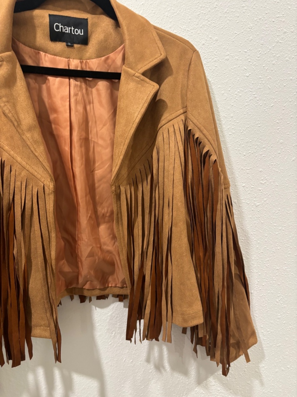 Chartou Faux Suede Cropped Western Fringe Jacket Small/Medium Cowgirl Festival - Picture 8 of 10